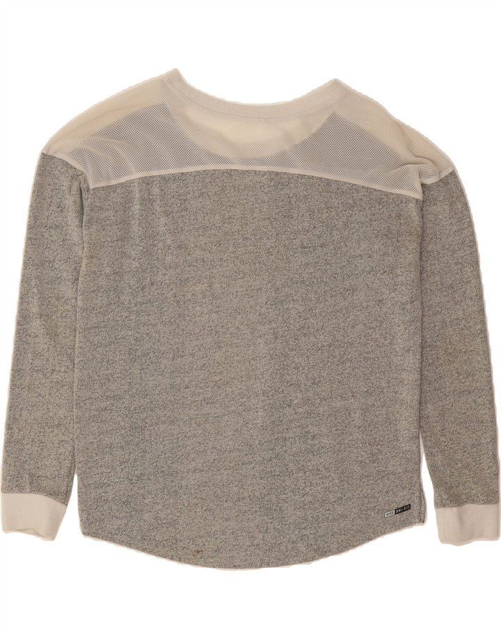HURLEY Womens Sweatshirt Jumper UK 14 Medium Grey Colourblock Polyester Vintage Hurley and Second-Hand Hurley from Messina Hembry 
