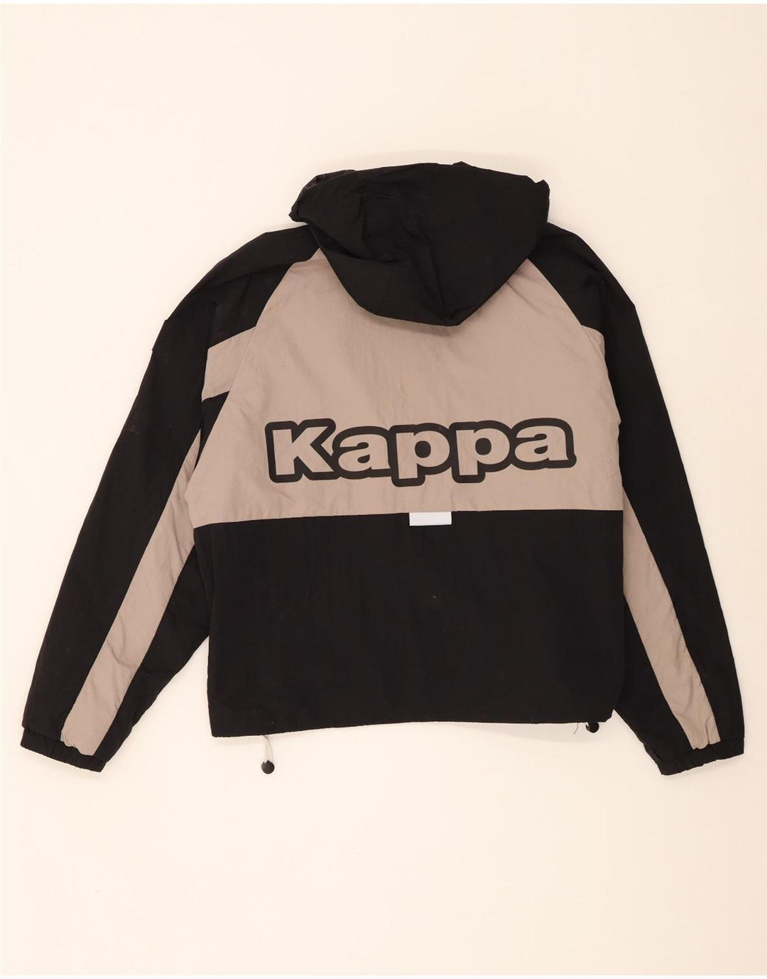 Kappa Dame Oversized Graphic Windbreaker Jacket UK 14 Medium Black