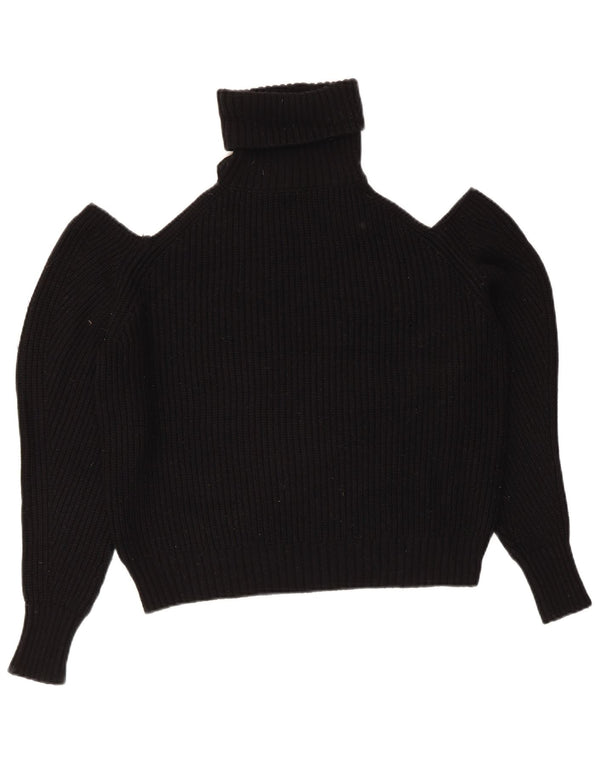 Zara Womens Crop Oversized Roll Neck Jumper Sweater UK 10 Small Black