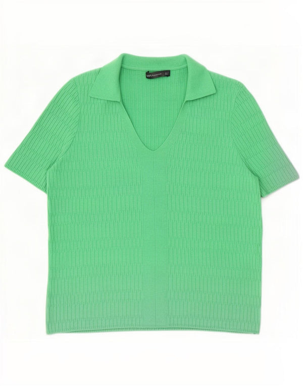 Marks & Spencer Dame Polo Shirt UK 16 Large Green Viscose