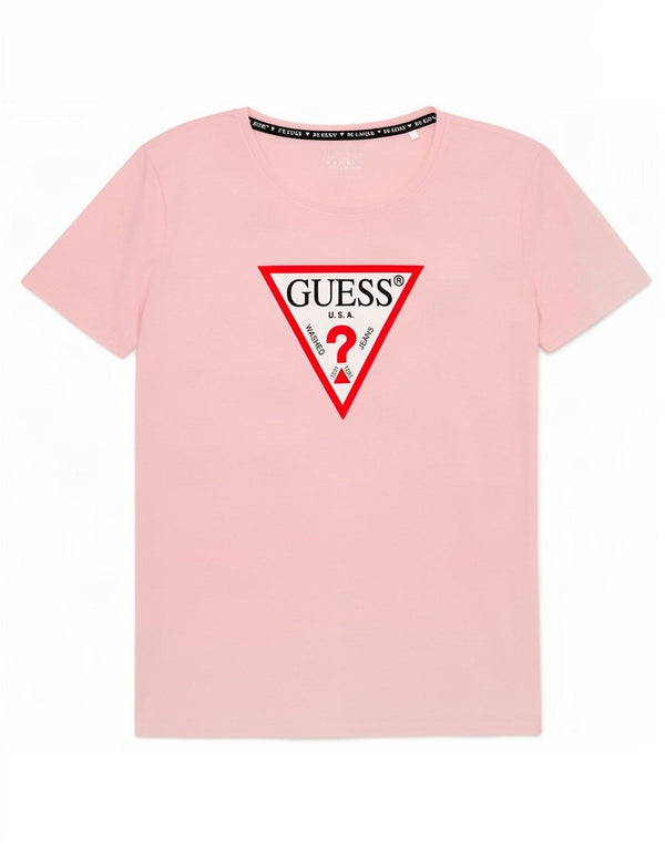 Guess Grafisk T-shirt top til kvinder UK 14 Large Pink