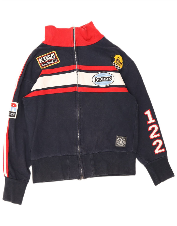 Vintage Herre Motorstyle Træningsdragt Top Jakke Lille Marineblå Retro