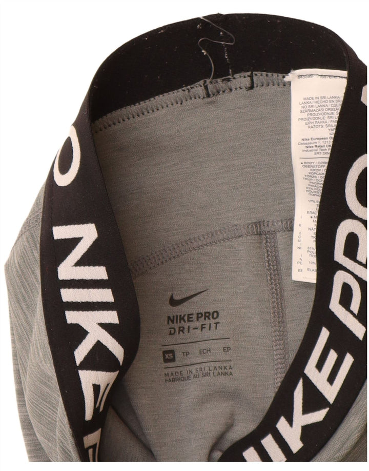 Nike Dame Dri Fit Grafiske Leggings UK 6 XS Grå Polyester
