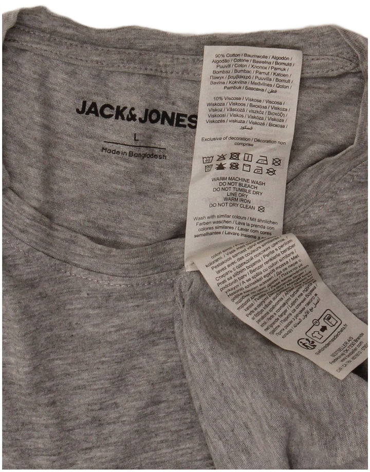 JACK & JONES Herre T-Shirt Top Stor Grå Viscose