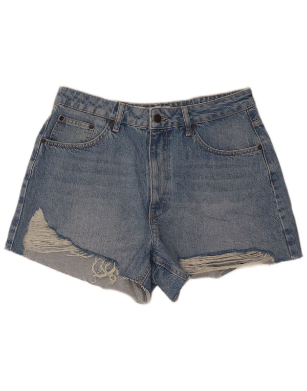 Topshop Womens Distressed High Waist denimshorts UK 14 Large W32 Blue