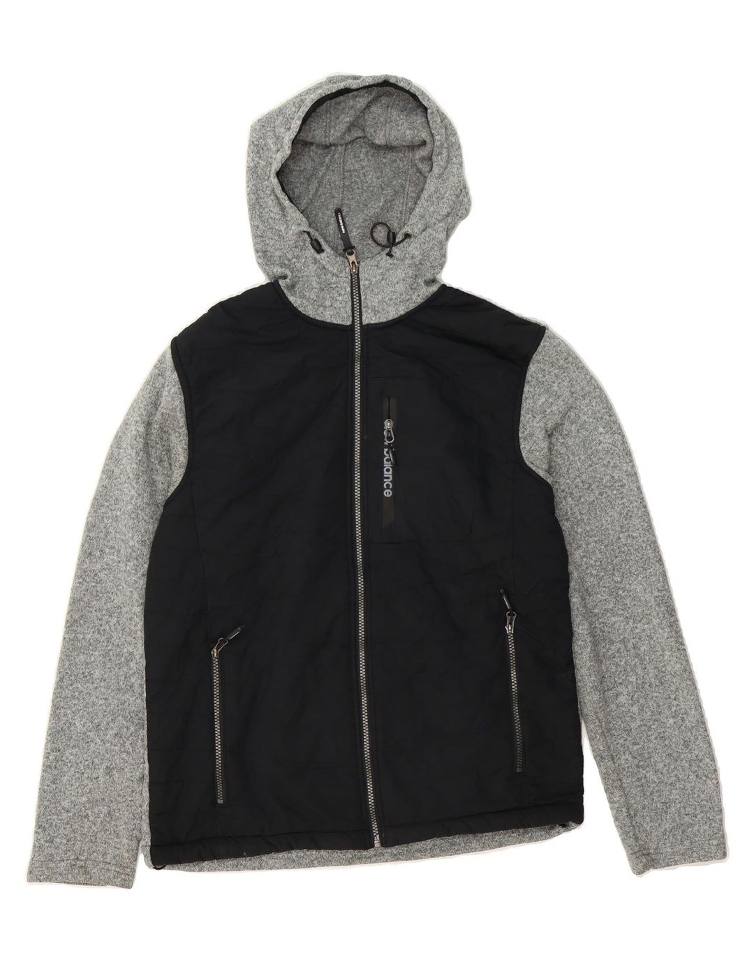 NEW BALANCE Mens Zip Hoodie Sweater Small Grey Colourblock Polyester Vintage New Balance and Second-Hand New Balance from Messina Hembry 