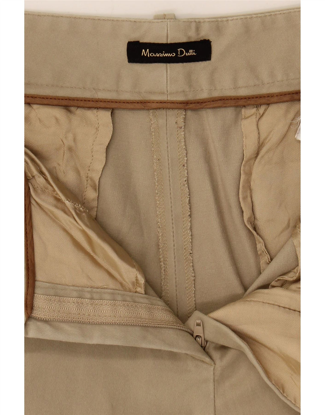 MASSIMO DUTTI Womens Slim Chino Trousers W34 L29 Beige Viscose Vintage Massimo Dutti and Second-Hand Massimo Dutti from Messina Hembry 