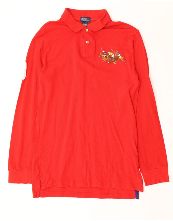 Polo Ralph Lauren drenge grafisk langærmet skjorte 15-16 år XL rød bomuld