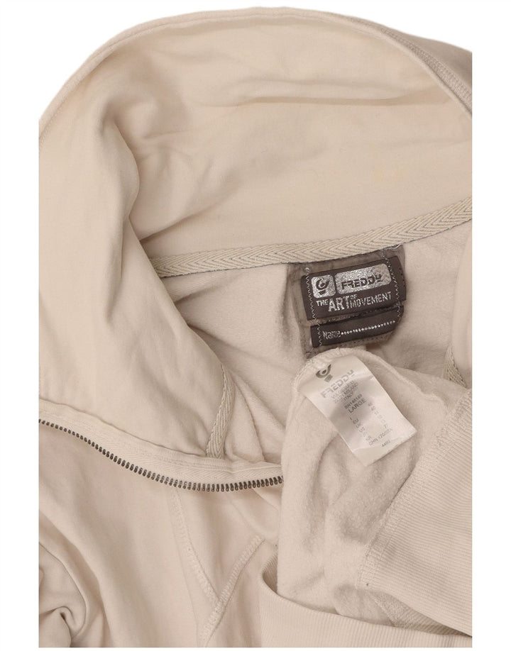 FREDDY Womens Tracksuit Top Jacket UK 14 Large Off White Cotton