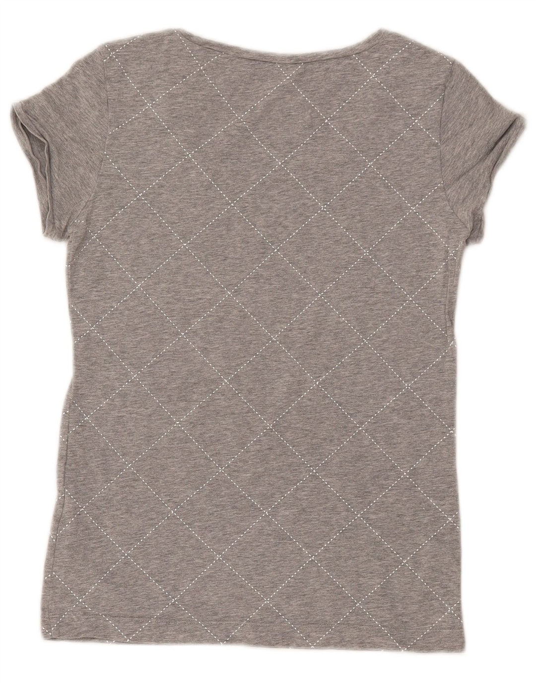 LOTTO Womens T-Shirt Top UK 12 Medium Grey Argyle/Diamond Cotton