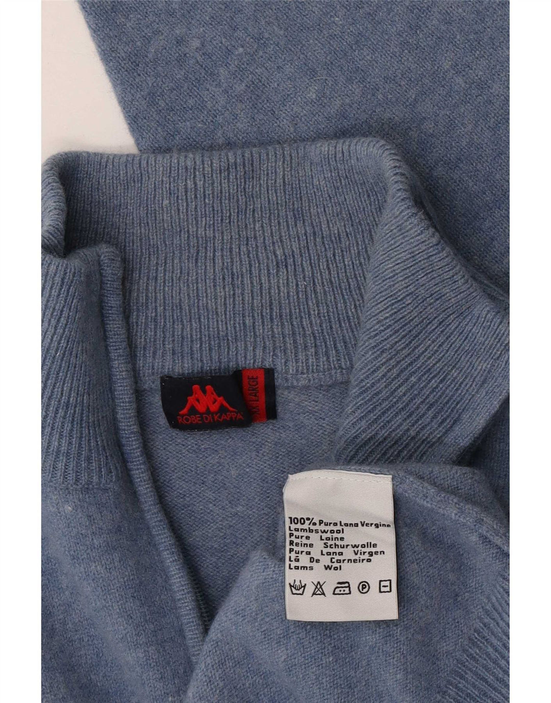 Kappa Herre Zip Neck Jumper Sweater 2XL Blå Flecked Virgin Wool