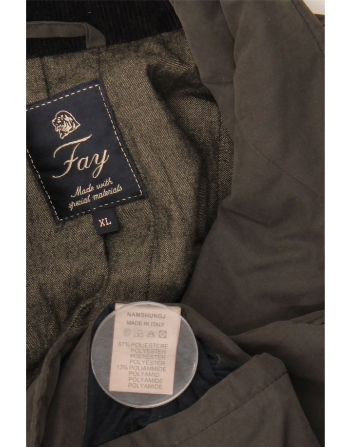 Fay Mens Windbreaker Jacket UK 42 XL Grå Polyester