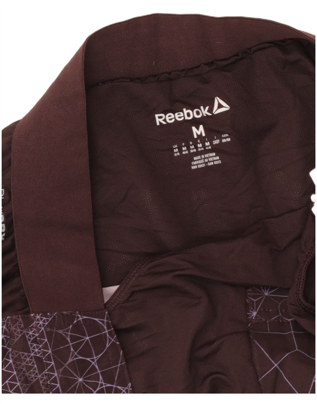 REEBOK Grafiske svømmeshorts til kvinder UK 12/14 Medium Brown Geometric
