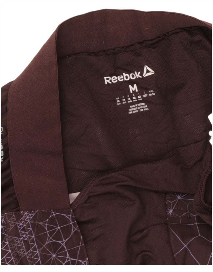 REEBOK Grafiske svømmeshorts til kvinder UK 12/14 Medium Brown Geometric