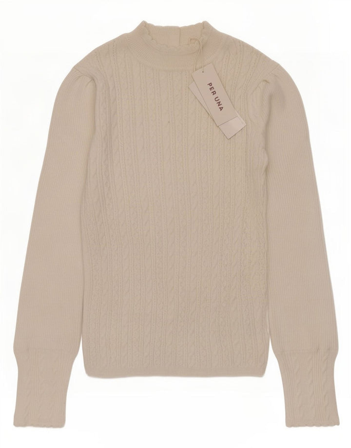 Marks & Spencer Dame Per Una Turtle Neck Jumper Sweater UK 10 Small White