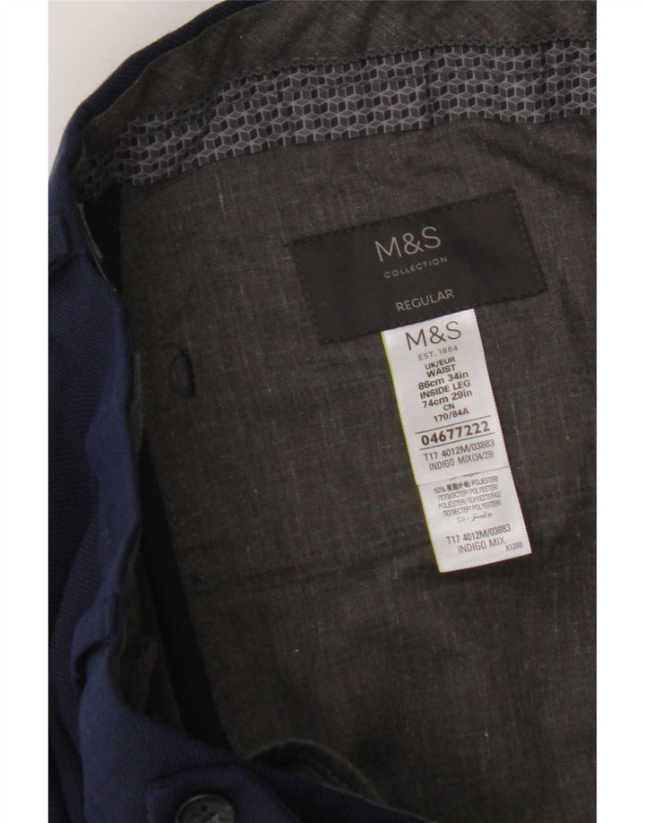 Marks & Spencer Herre lige jakkesætsbukser W34 L29 Marineblå uld