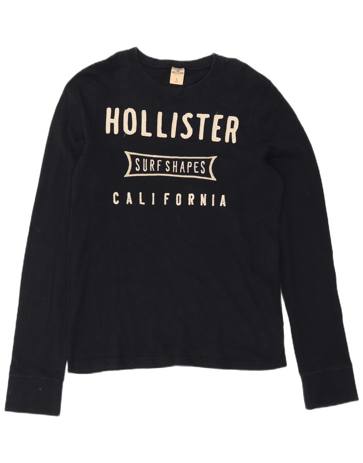 Hollister Herre grafisk top langærmet stor sort bomuld