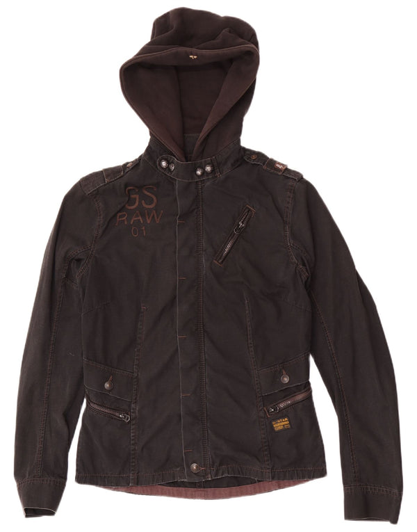 G-Star Dame Grafisk Hætte Military Jacket UK 16 Stor Sort Bomuld
