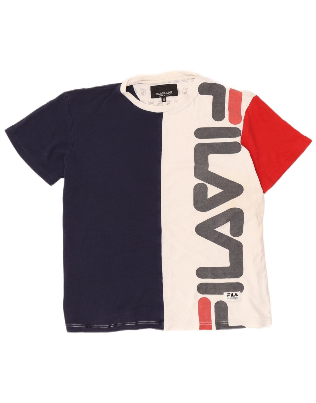Fila Herre grafisk T-shirt Top Medium White Colourblock Bomuld