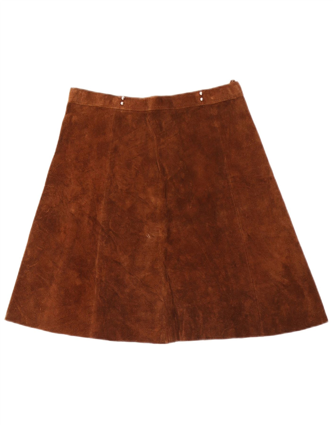 Vintage dame ruskind A-line nederdel W28 medium brun
