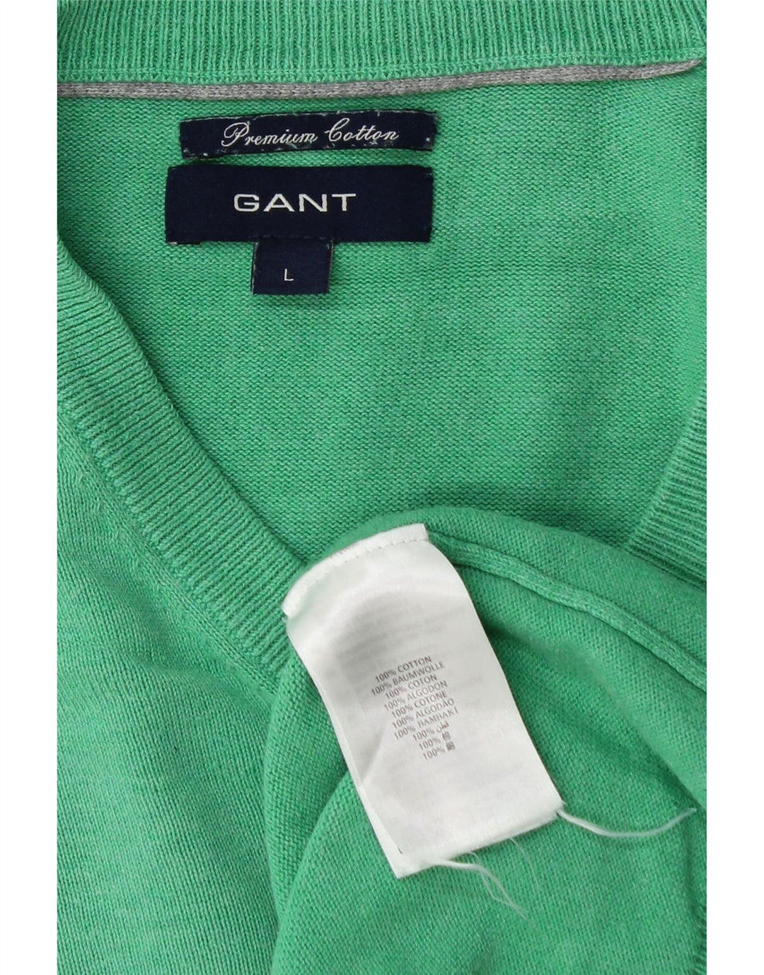 GANT Herre V-hals sweater Stor grøn bomuld