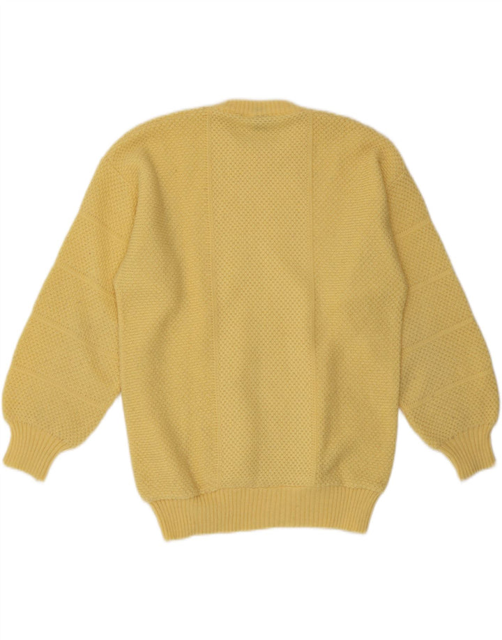 Vintage herre rund hals sweater stor gul akryl