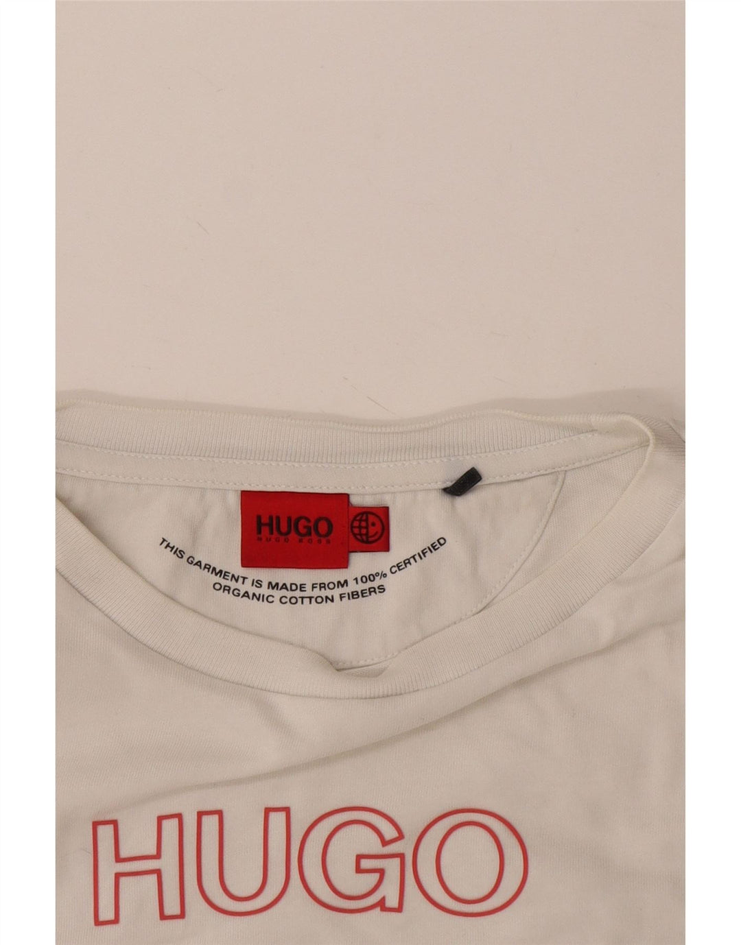 Hugo Boss Dame Grafisk T-Shirt Top UK 10 Small White Bomuld