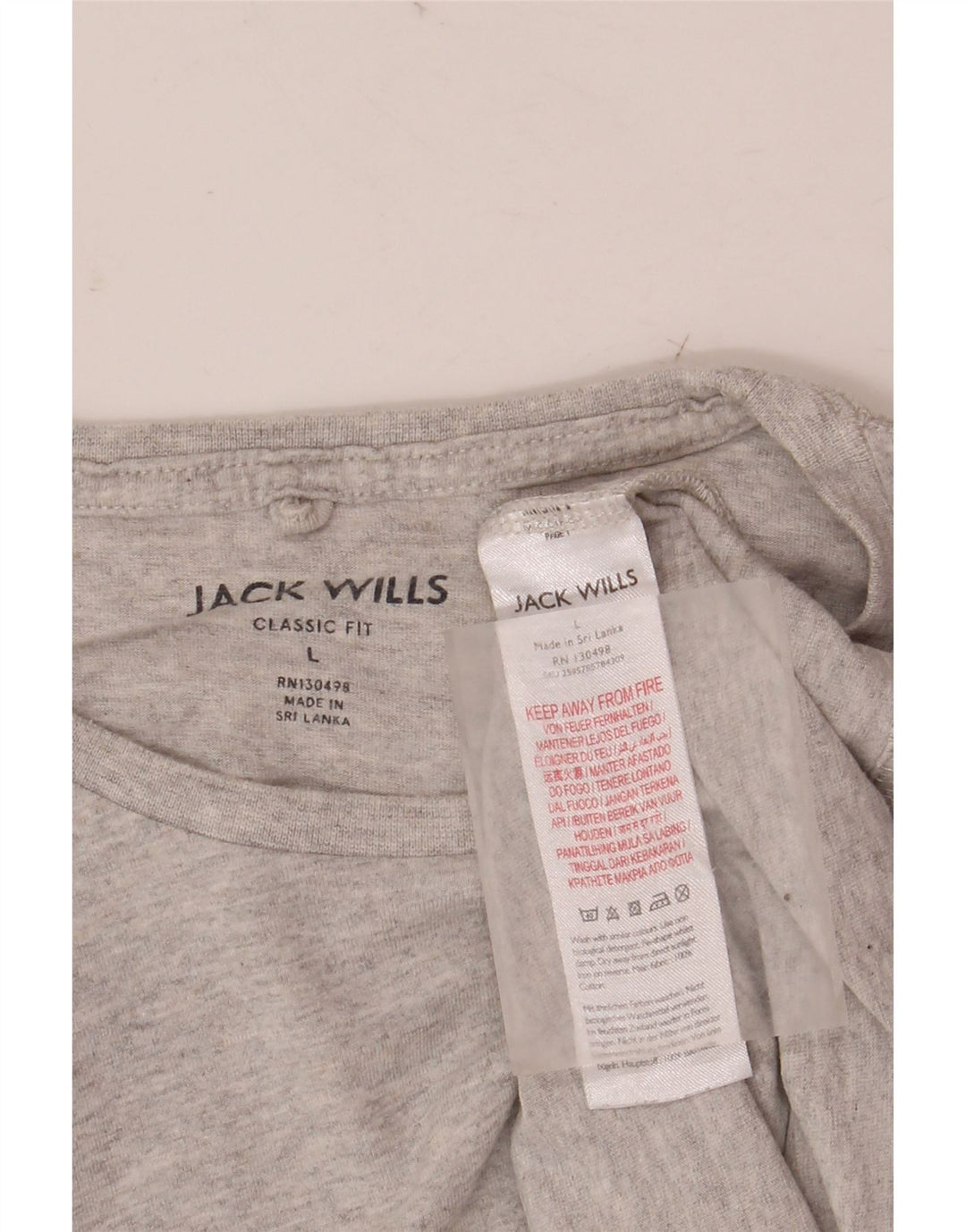 Jack Wills Herre Classic Fit T-Shirt Top Stor Grå Bomuld