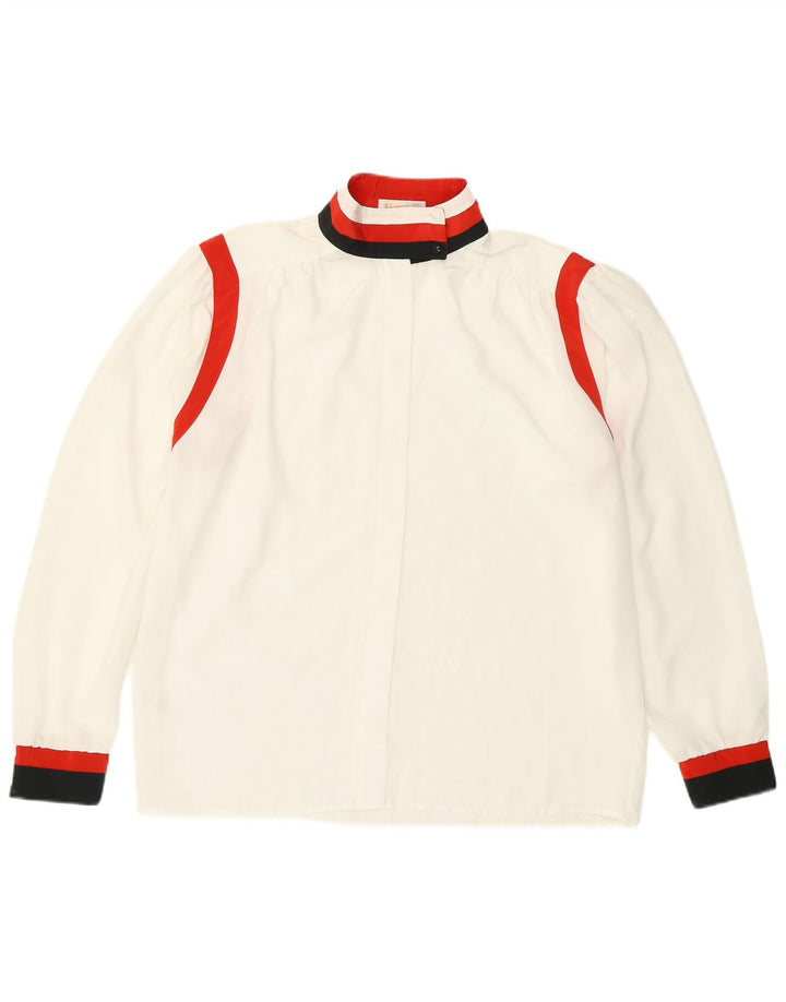 Mona skjortebluse til kvinder UK 14 Large White Colourblock Polyester