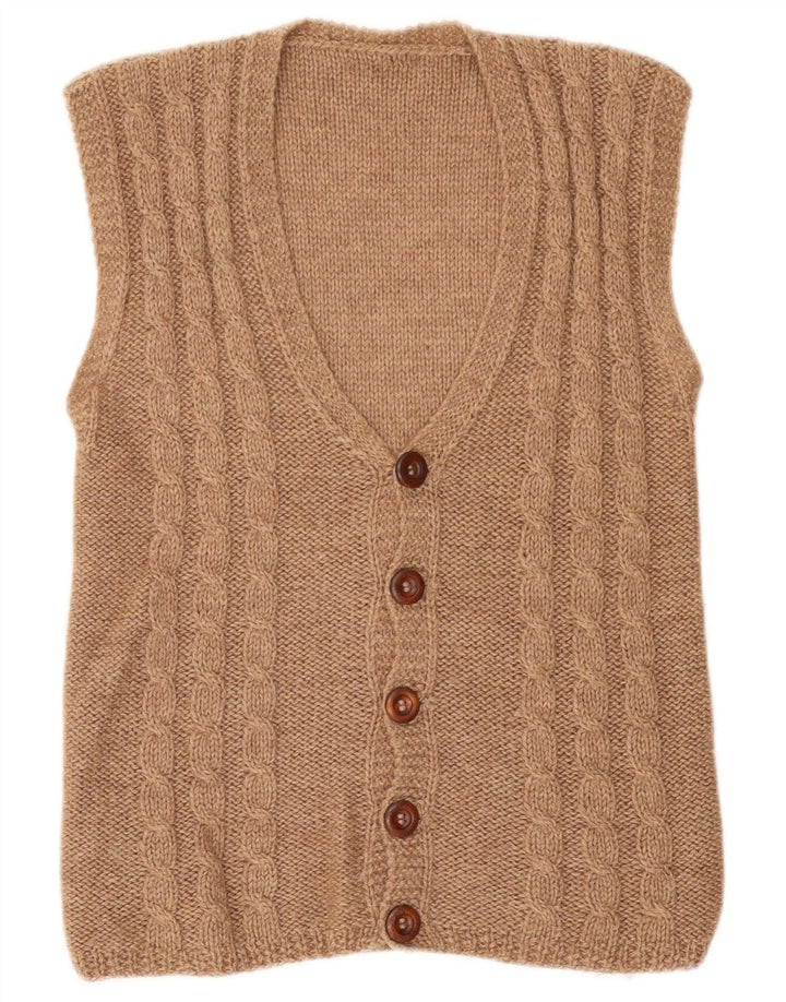 Vintage herre ærmeløs cardigan sweater lille beige