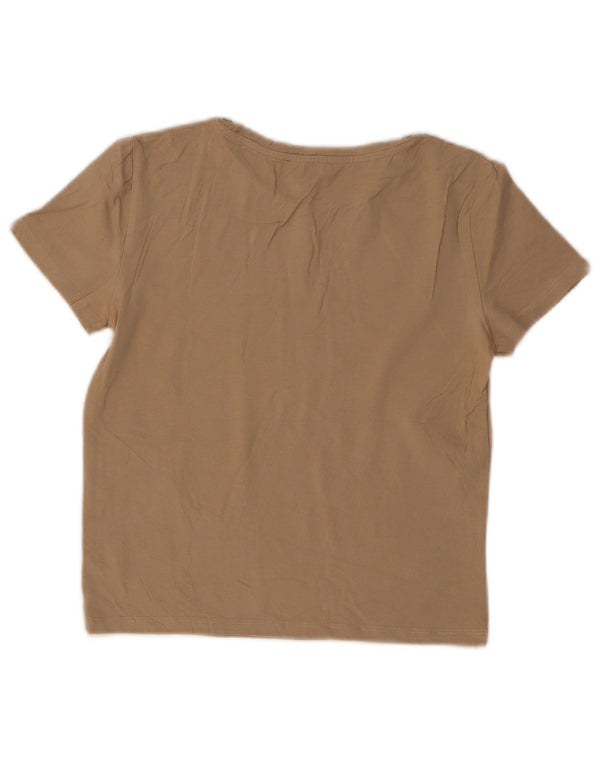 Zara Womens Crop T-Shirt Top UK 8 Small Beige Bomuld