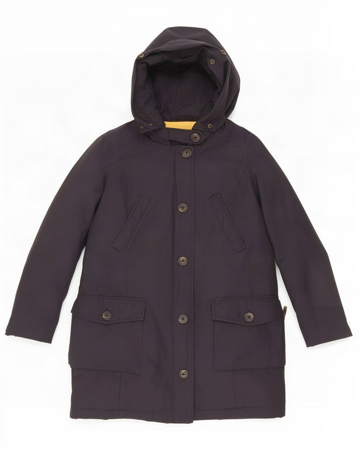 Zara Dame Hætte Polstret Frakke UK 12 Medium Navy Blue Polyamide