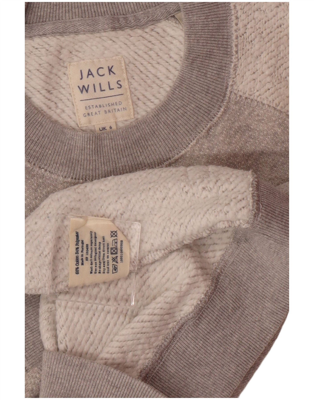 JACK WILLS Dame Sweatshirt Jumper UK 6 XS Grå Colourblock Bomuld