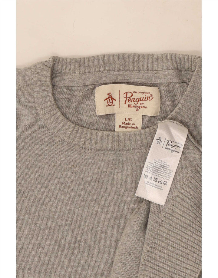 Penguin herre rund hals sweater stor grå bomuld