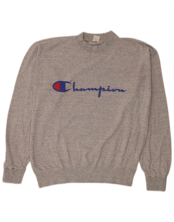 Champion Herre Grafisk Sweatshirt Jumper Large Grå Flecked Bomuld