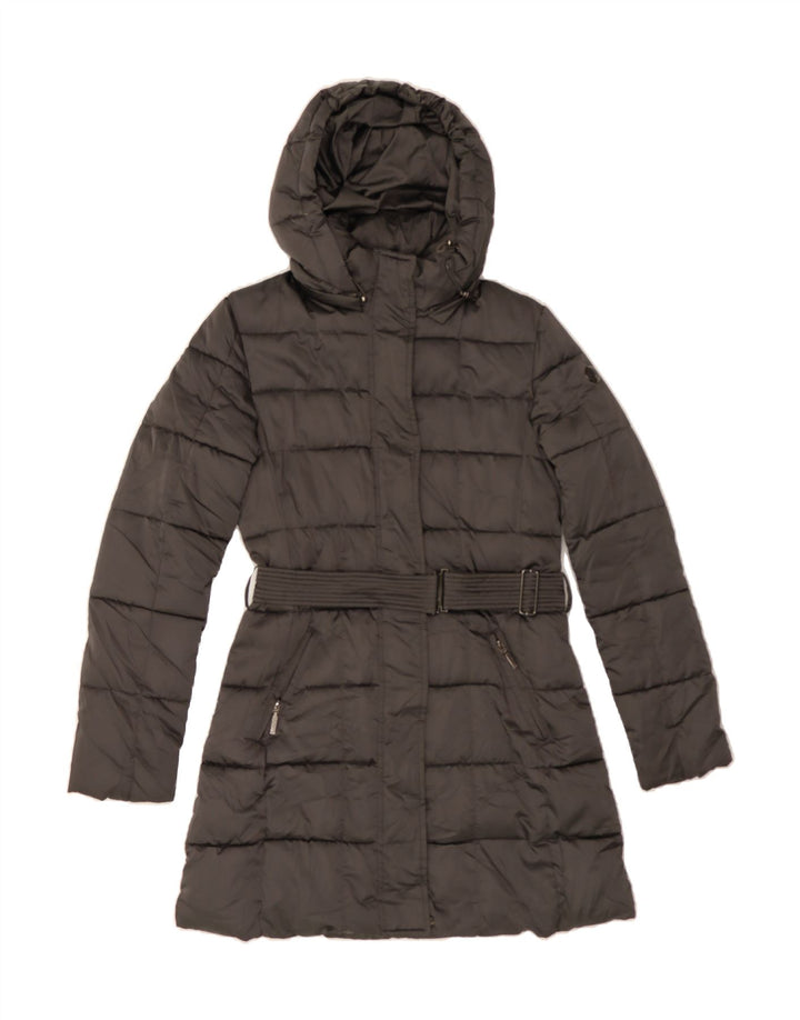 CHAMPION Womens Hooded Padded Coat UK 10 Small Grey Vintage Champion and Second-Hand Champion from Messina Hembry 