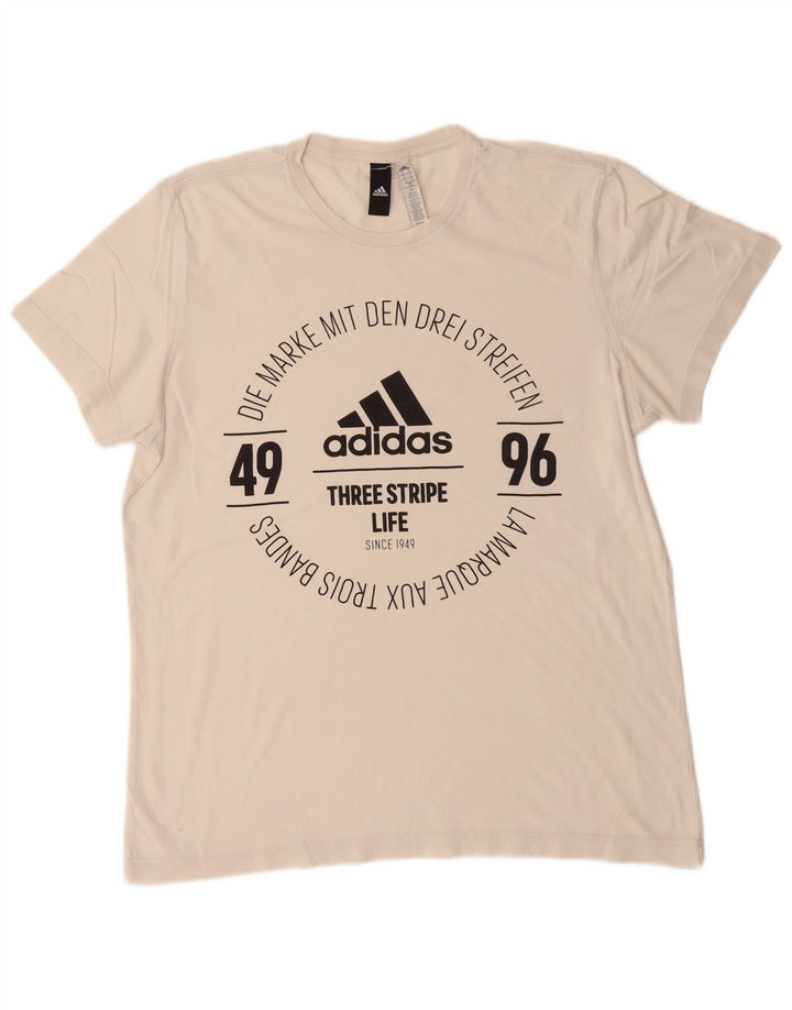 ADIDAS Grafisk T-shirt top til mænd Stor hvid bomuld