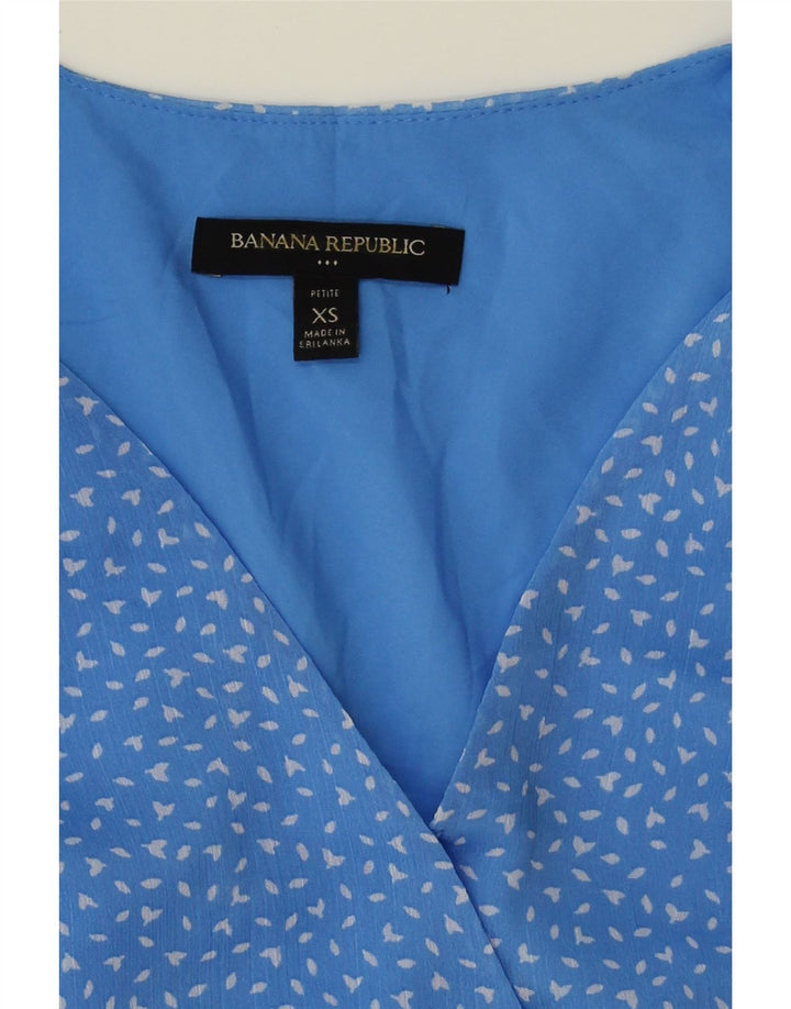 BANANA REPUBLIC Womens Blouse Top UK 6 XS Blue Flecked Polyester Vintage Banana Republic and Second-Hand Banana Republic from Messina Hembry 