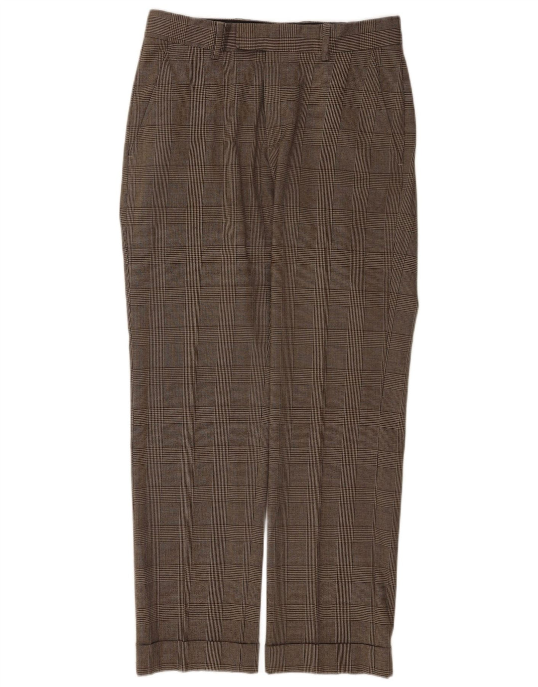 Zara Straight Suit Bukser til mænd EU 40 Medium W31 L31 Brun ternet uld