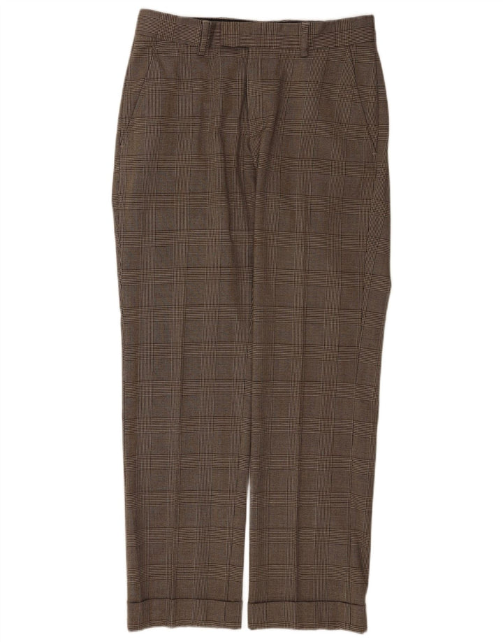 Zara Straight Suit Bukser til mænd EU 40 Medium W31 L31 Brun ternet uld