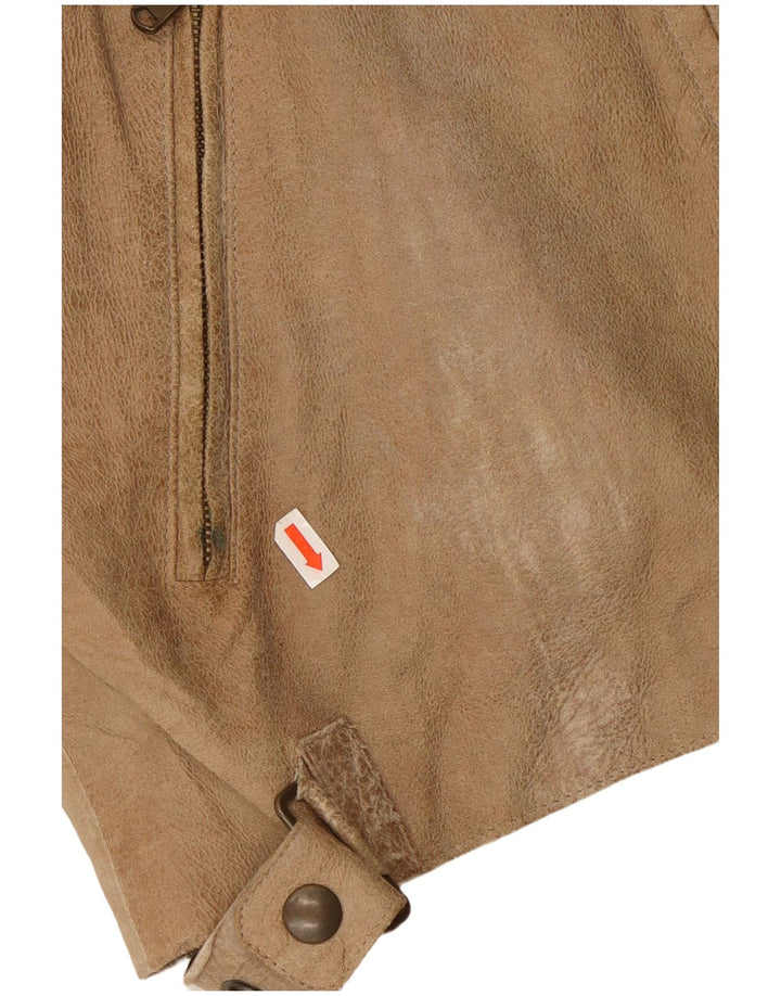 ANDREA D'AMICO Herre læder racerjakke IT 56 XL beige læder