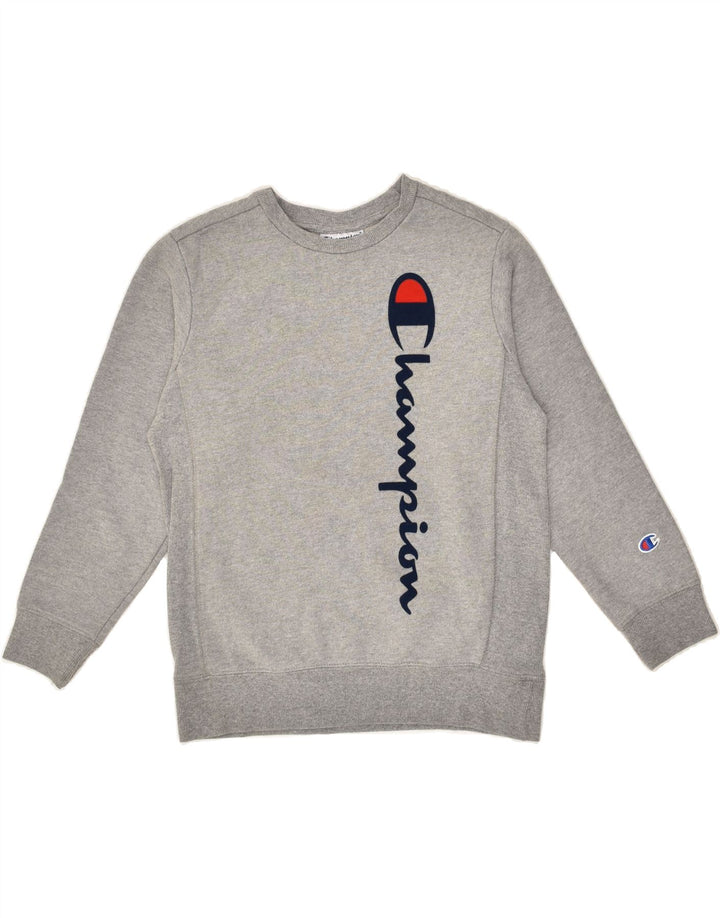 CHAMPION Boys Graphic Sweatshirt Jumper 9-10 Years Small Grey Cotton | Vintage Champion | Thrift | Second-Hand Champion | Used Clothing | Messina Hembry 