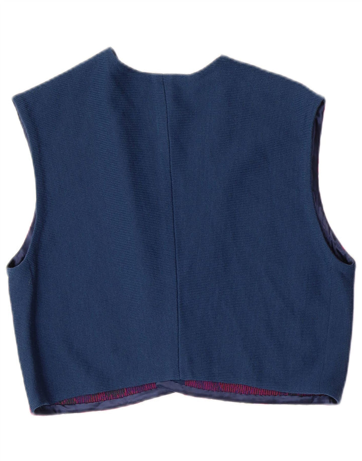 VINTAGE Dame 3-delt sæt IT 46 Stort W26 Marineblå Floral Virgin Wool