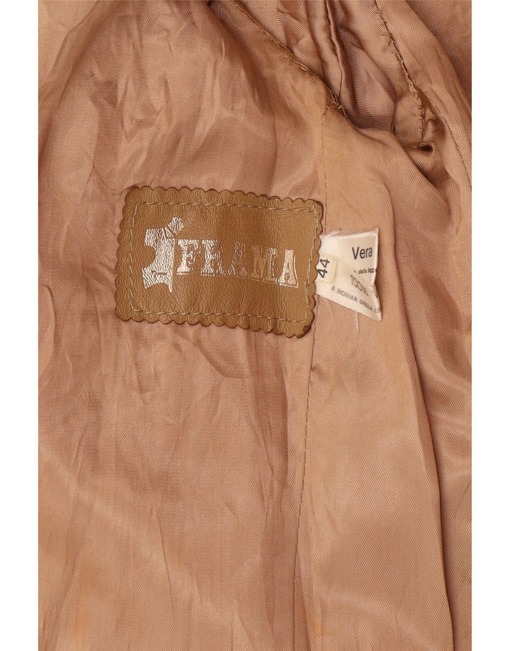 Vintage Dame 2 Button Blazer Jacket IT 44 Medium Beige Læder Classic