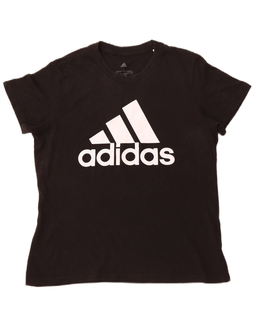 ADIDAS grafisk T-shirt top til kvinder UK 16/18 Stor sort bomuld