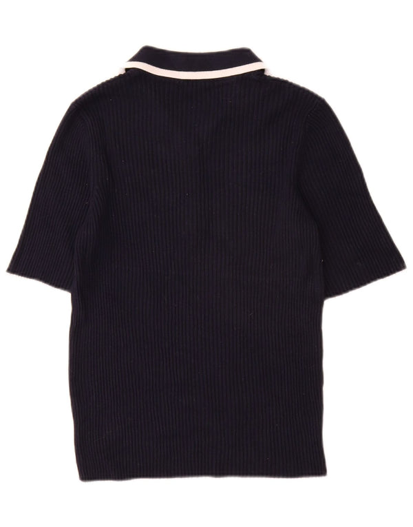 Marks & Spencer Dame Polo Neck Jumper Sweater UK 14 Medium Navy Blue