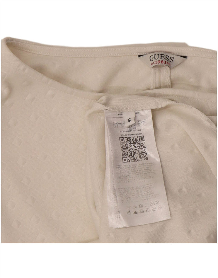 Guess Kvinders Oversized Top 3/4 ærme UK 10 Lille hvid geometrisk polyester