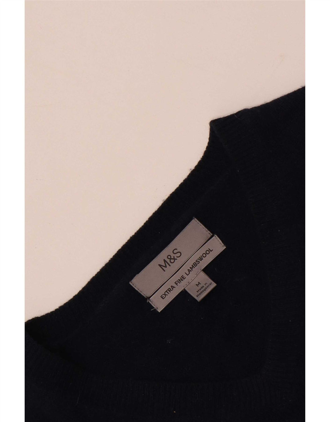 Marks & Spencer Herre V-hals sweater Medium marineblå lammeuld