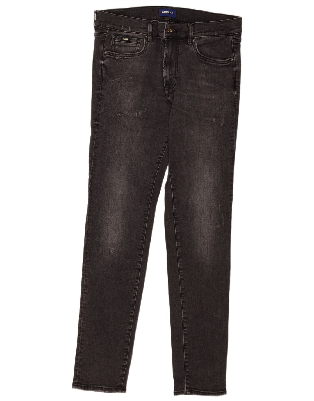 Gas Herre Distressed Slim Jeans W33 L34 Sort Bomuld