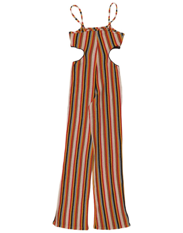 Zara Womens Cut Out Ærmeløs Jumpsuit UK 12 Medium Flerfarvet Stribet